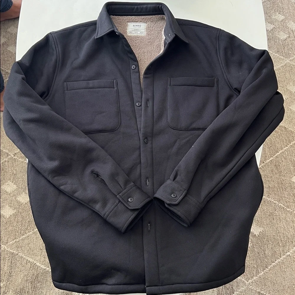 Nomad Men's Lightweight Shirt Jacket - Black with Cream Lining